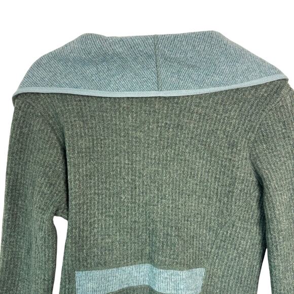 prAna Milana Asymmetrical Wool Snap Button Jacket Green Long Pockets Size M $180 - Picture 6 of 9
